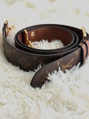 Louis Vuitton Monogram Wide Adjustable Bag Shoulder Strap ~120cm Gold Hardware